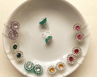 Invisible clip-on rhinestone earrings