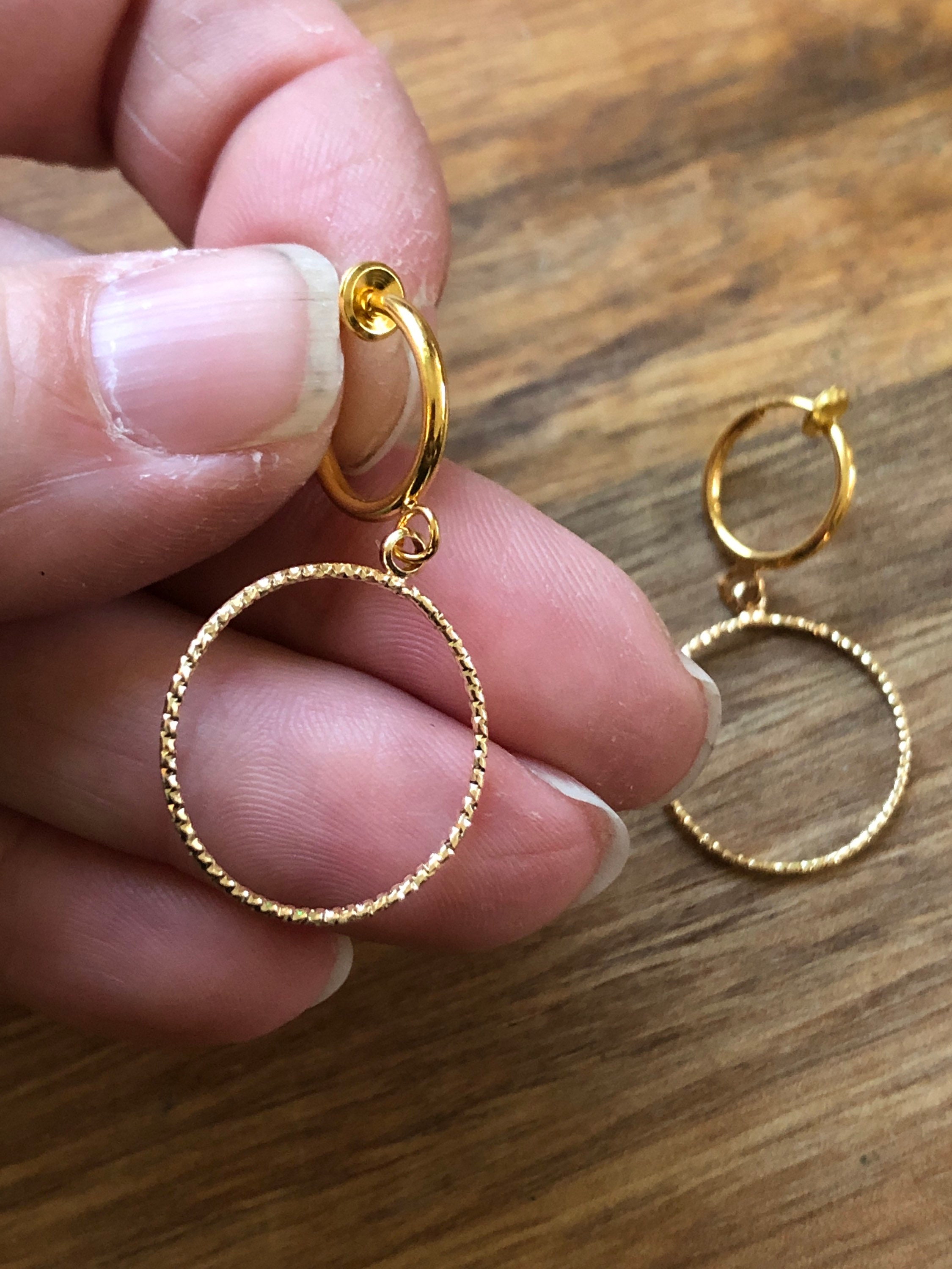 Lightest Tiniest Dangling Clip on Hoop Earrings spring Hoops Etsy