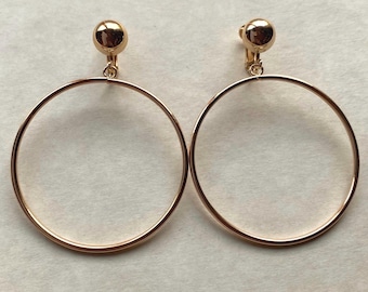 Perfect Dangling hoop clip on earrings in gold or silver (screwback OR clip on)