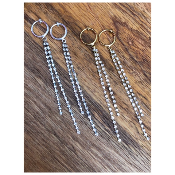 Rhinestone chain earrings discount
