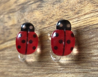 Tiniest little ladybug invisible clip on earrings