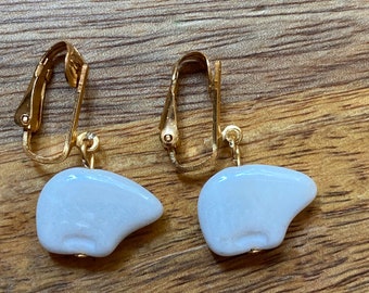 minimalist polar bear ceramic clip on earrings