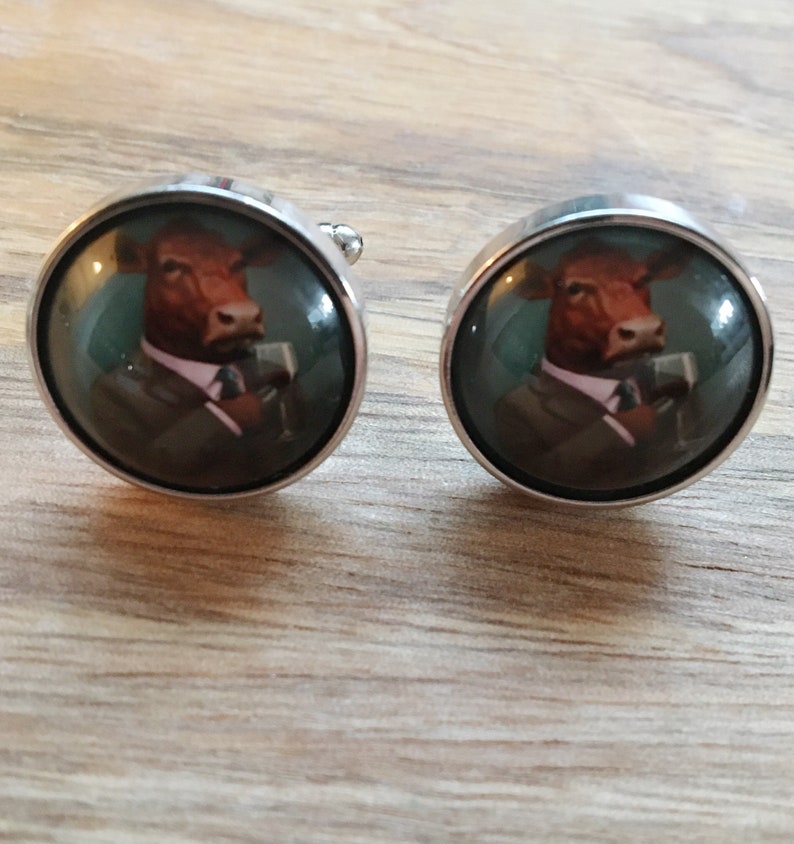 Dapper drinking Barnyard animal cufflinks