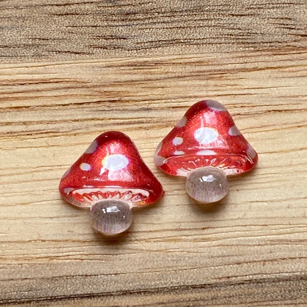 Tiniest little mushroom invisible clip on earrings, mushroom earrings