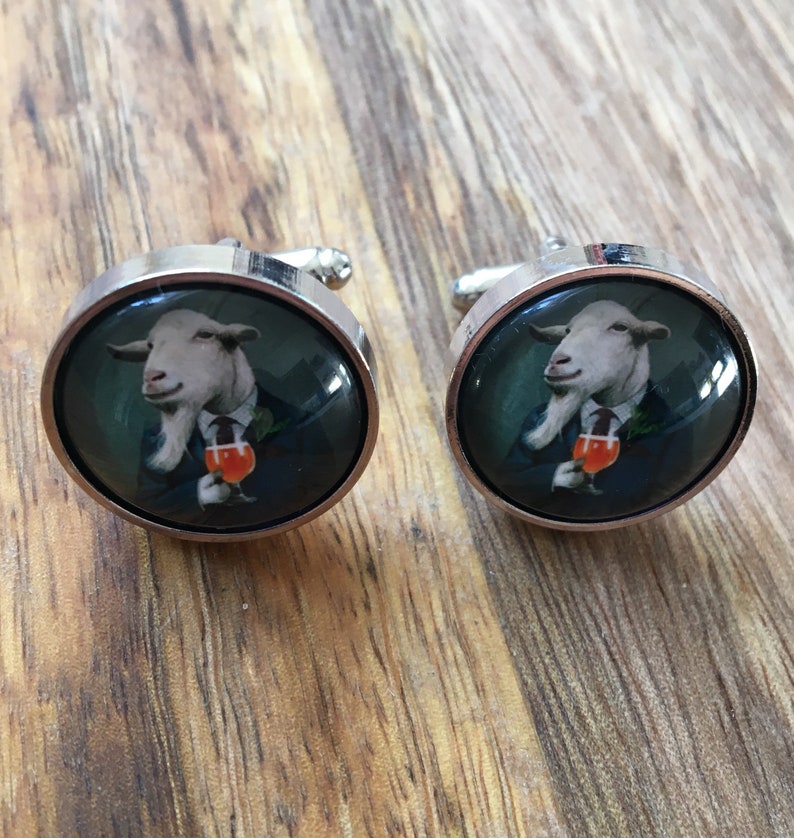 Dapper drinking Barnyard animal cufflinks