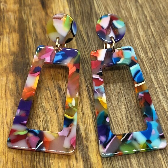 Dangling Tortoiseshell Modern Clip on Earrings no Pierce No Piercing Clip on Screw Back Etsy