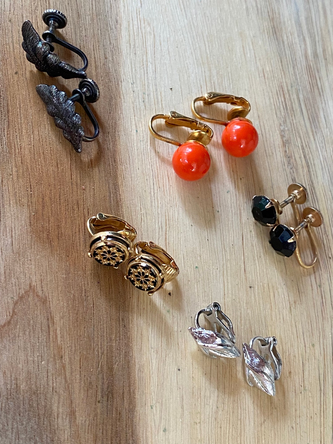 Vintage Clip on Earring Lot Five Pairs Clip on Earrings Etsy