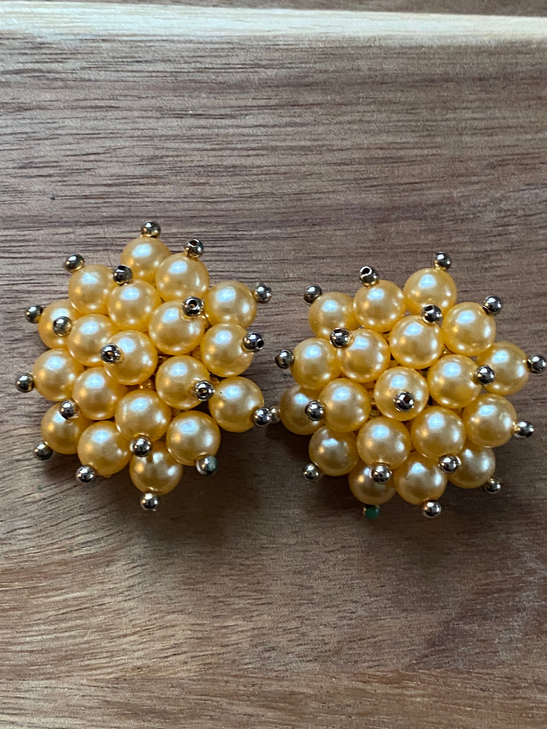 1pair Gold-plated Circular Pearl Stud Earrings | SHEIN USA