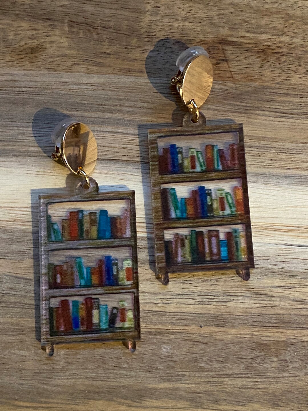 Library Clip on Earrings, Bookshelf Earrings, Novelty Accessories, Gift