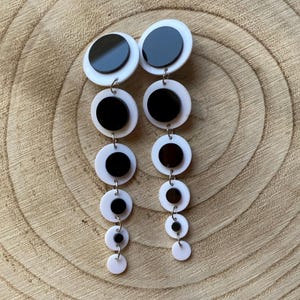 Oversized Black and White Dot Clip On Earrings