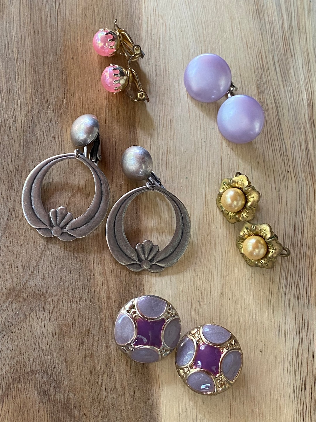 Vintage Clip on Earring Lot Five Pairs Clip on Earrings Etsy
