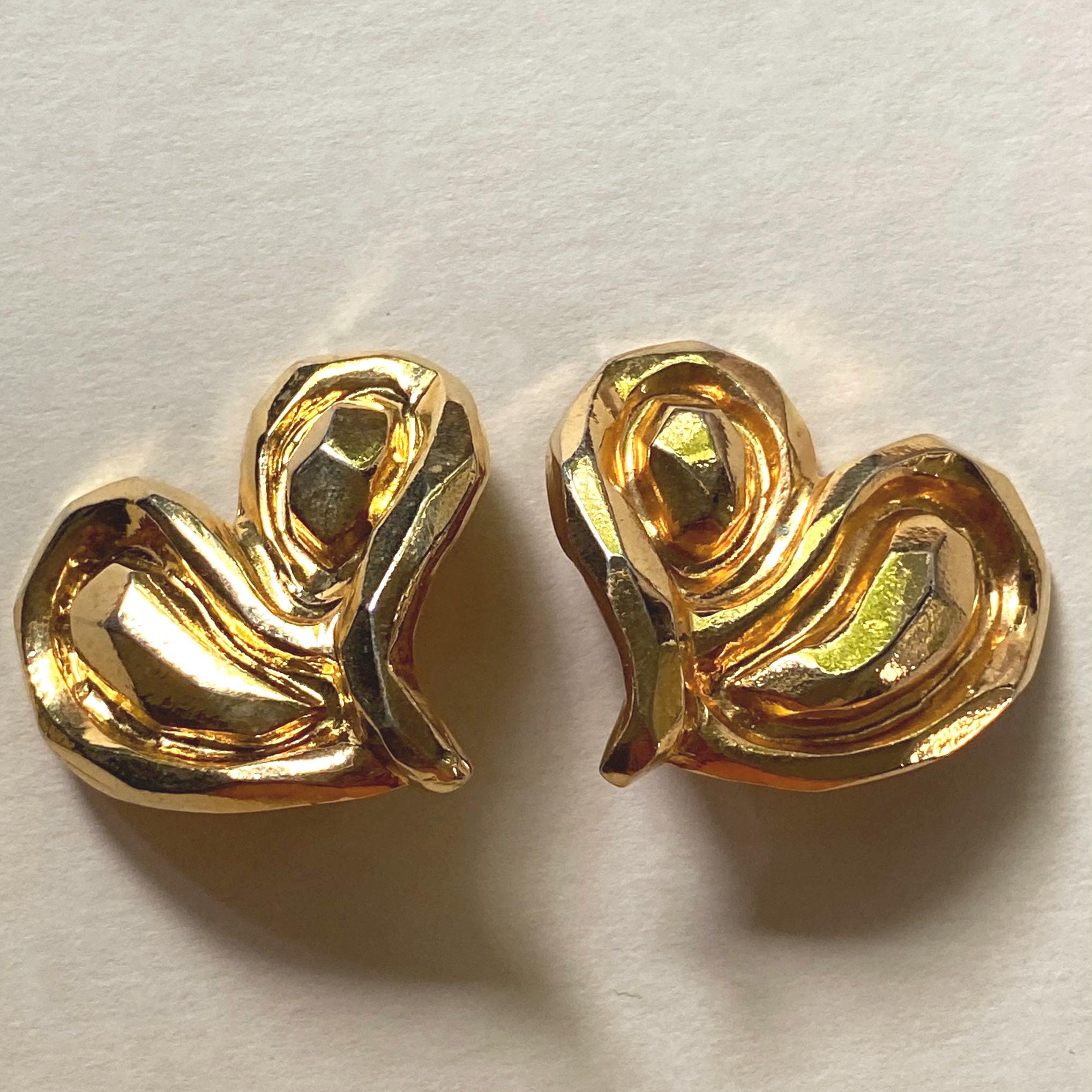 Boucles D'oreilles Clip Vintage Emmanuel Ungaro - Métal Doré, Style Couture, Occasion
