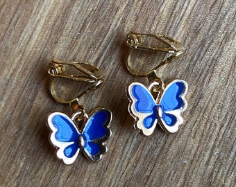 Boucles D'oreilles Clips IMMENSES - Motif Papillons Et Fleurs - Jamais Portées - Occasion