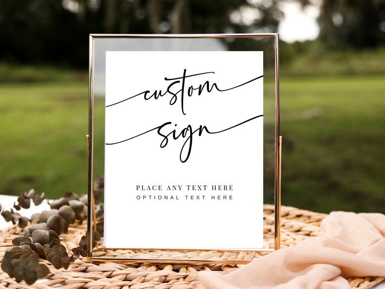 Custom Sign Template, Minimalist Wedding Sign Printable, Editable Wedding Signage, Minimalist Shower Sign, Modern Wedding Sign DIY image 2
