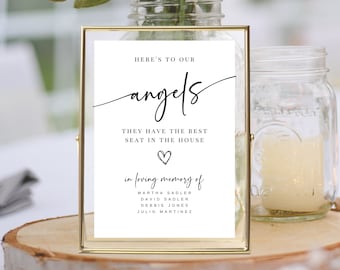 Memorial Wedding Sign: Here's To Our Angels (Printable)