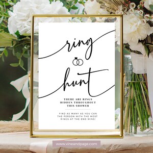 Ring Hunt Sign, Bridal Shower Game, Minimalist Ring Game Template, Bridal Shower Printable, Editable Sign, Instant Download