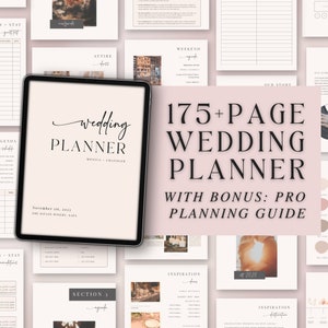 GOODNOTES 175 Page Wedding Planner Printable, Minimalist Wedding Planning Book, Digital Wedding Itinerary Checklist, Edit on Canva