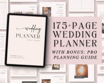 175-Page Wedding Planner: Minimalist Design, Canva Edit (Digital Download)
