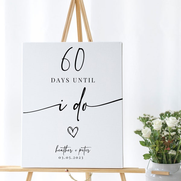 Days Until I Do Sign, Bridal Shower Sign Template, Minimalist Bridal Shower Sign, Days Until She Says I Do