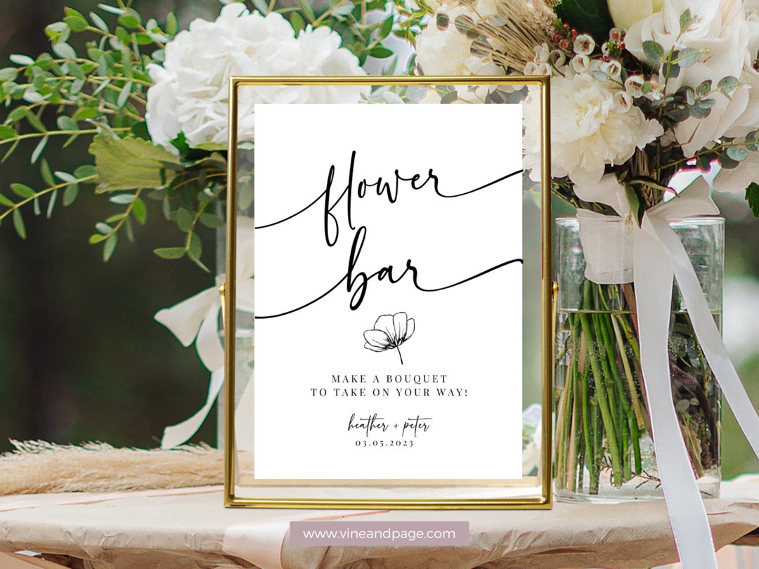 Flower Bar Sign Printable Flower Bar Sign Editable Bar Sign Bridal Flower Bar Sign Printable Flower Bar Sign Editable Bar Sign Bridal