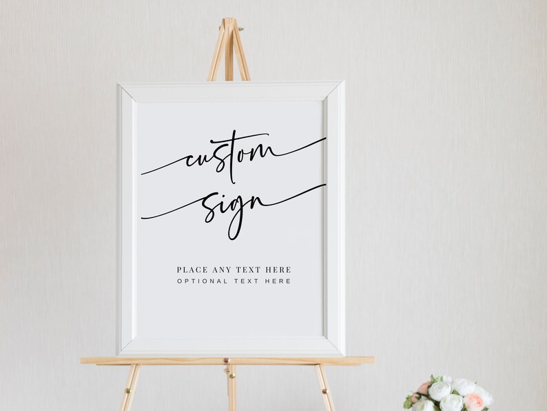 Custom Sign Template, Minimalist Wedding Sign Printable, Editable Wedding Signage, Minimalist Shower Sign, Modern Wedding Sign DIY image 1