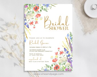 Boho Wildflower Bridal Shower Invitation: Garden Party (Instant Download)