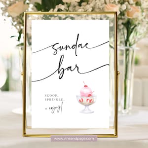 Sundae Bar Sign: Editable Ice Cream Wedding Template (Digital Download)