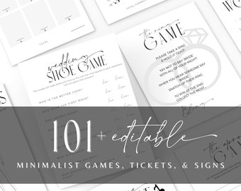 Minimalist Bridal Shower Games Bundle: Editable Bachelorette Party Games (Digital Download)