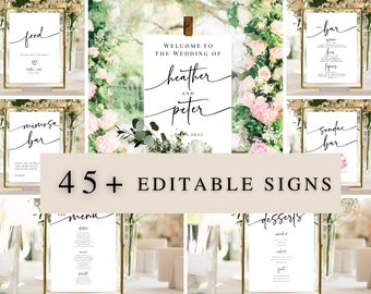 Minimalist Wedding Sign Bundle: 35+ Editable Templates (Digital Download)