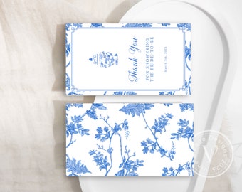Plantilla de etiqueta para regalo de despedida de soltera con diseño de toile francés: Tarro de jengibre estilo chinoiserie (descarga digital)