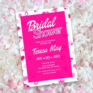 Doll Bridal Shower Invitation, Hot Pink Shower Invitation, Pink Doll Brunch Shower Invitation, Doll Invitation, Template, 260