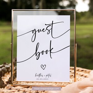 Wedding Guest Book Sign, Sign Our Guest Book Sign, Customizable Sign Template