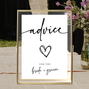 Rat für die Braut und Bräutigam Zeichen Vorlage, Ratschlag Karten Hochzeit, Brautparty Ratschlag Zeichen, gut wünscht Zeichen DIY