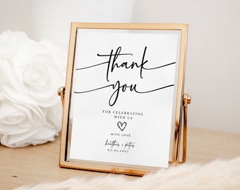 Minimalist Thank You Sign Template, Modern Thank You Sign, Wedding Thank You Sign