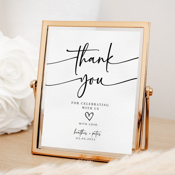 Minimalist Thank You Sign Template, Modern Thank You Sign, Wedding Thank You Sign