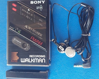 Vintage Sony MDR-W10 Turbo Dynamic Stereo Walkman Headphones Black TESTED 