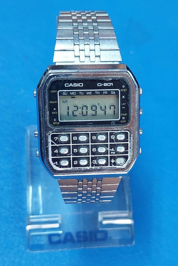 Vtg 80s Casio C-801 Calculator Watch 