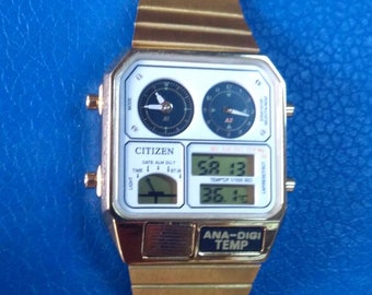 Citizen Ana-digi Temp Reprinted Edition Gold Nuevo otro | Etsy España