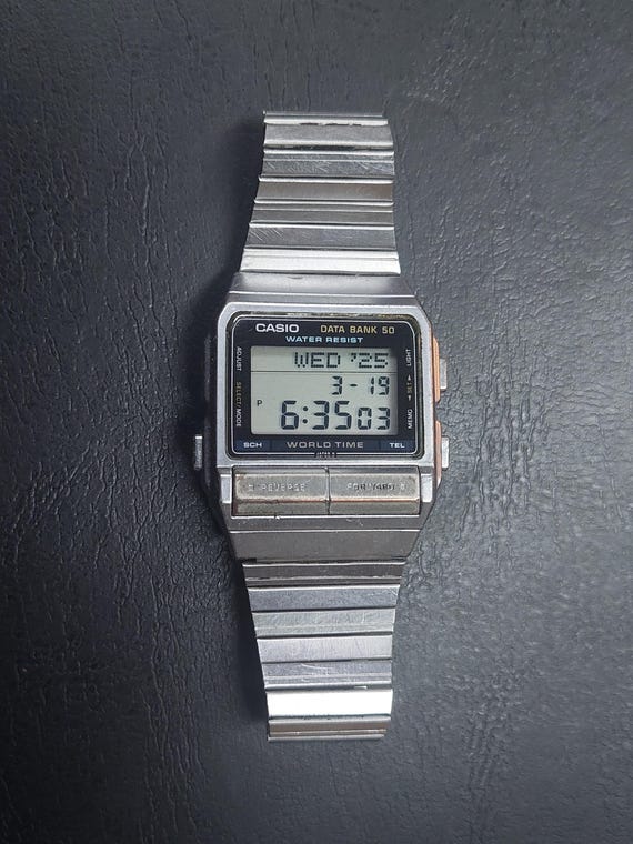 Vintage Casio DB-520 Data Bank World Time Watch -… - image 1