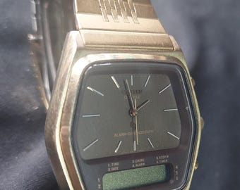 RARE Vintage CITIZEN Ana-digi Temp Silver Color 8984-086333Y Wrist