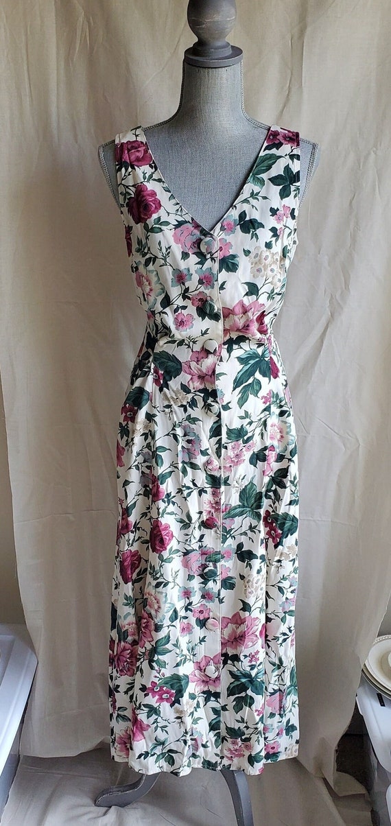 c1980s R.J. Stevens Floral Long Dress Spring Summe