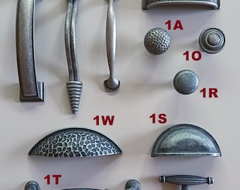 Pewter handles/Black Nickel for cabinets and kitchens, knob, bow, cups (eco packs of 10 available)