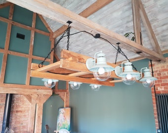 lighting solid oak suspension frame with black chain