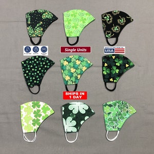 St Patrick's Day Face Mask, Shamrock Face Mask, Green Face Mask, Fitted Face Mask, Lucky Clover Mask, Printed Face Masks, Irish Face Mask