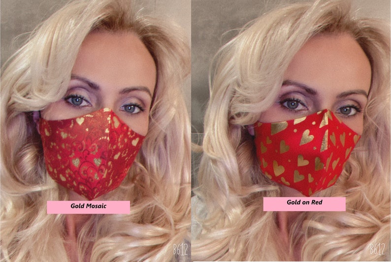 Hearts Print Face Mask Love Face Mask Valentine's Day Etsy