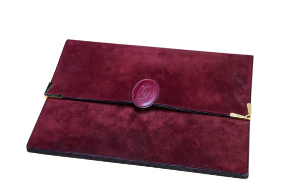 Vintage suede Cartier clutch bag