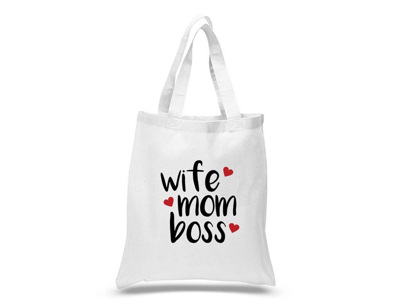Quote Canvas Shopping Bag Wife Mom Boss Tote Bag Mothers Day Gift Eco Reusable Cotton Canvas Market Shopper Bag
