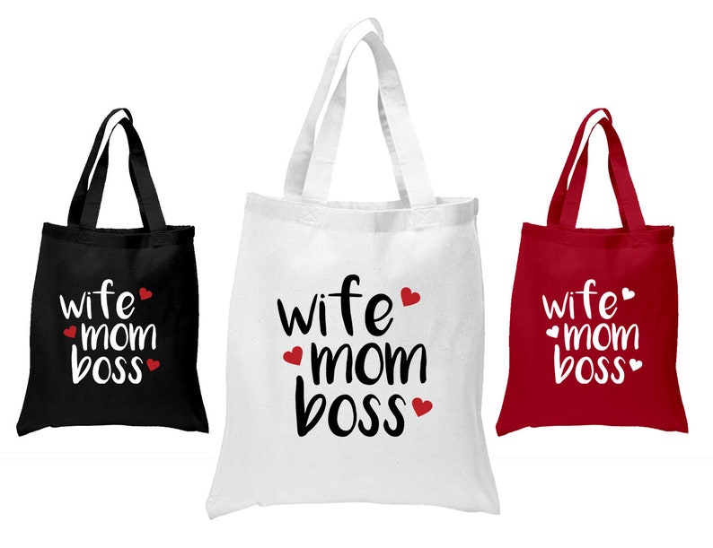 Quote Canvas Shopping Bag Wife Mom Boss Tote Bag Mothers Day Gift Eco Reusable Cotton Canvas Market Shopper Bag
