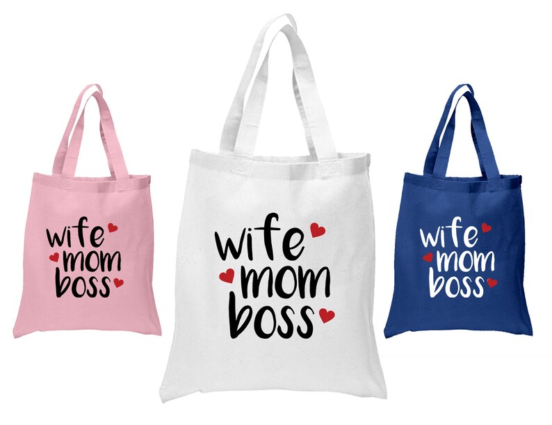 Quote Canvas Shopping Bag Wife Mom Boss Tote Bag Mothers Day Gift Eco Reusable Cotton Canvas Market Shopper Bag