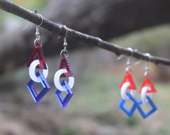 Trisquircle Earrings Red White and Blue